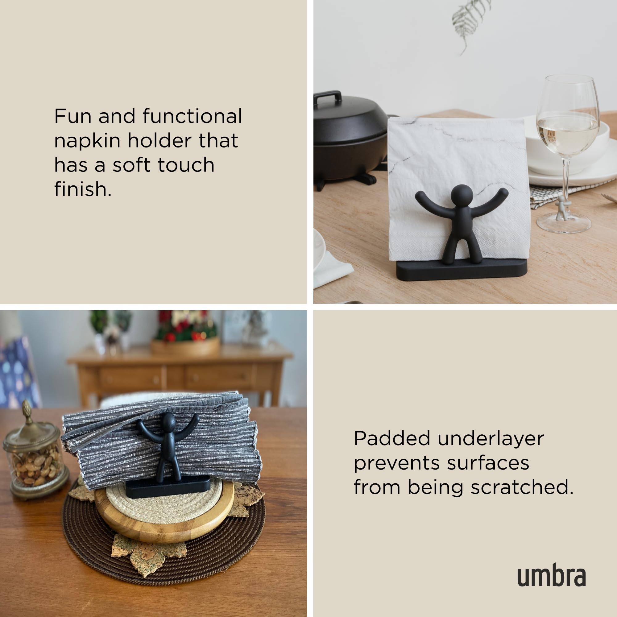 Umbra Buddy porta-servilletas para tamaños variados, versatilidad diaria.
