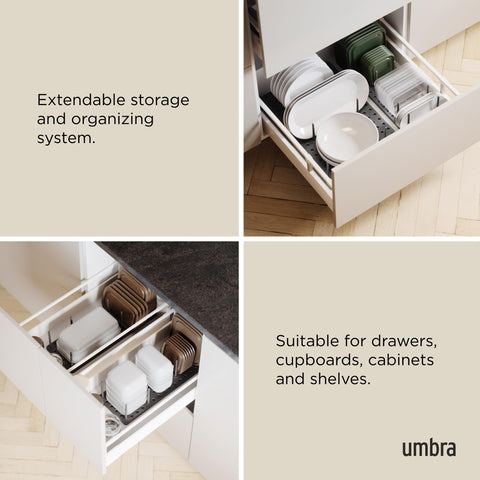 Umbra Peggy: matriz de 108 huecos para múltiples configuraciones de almacenamiento.