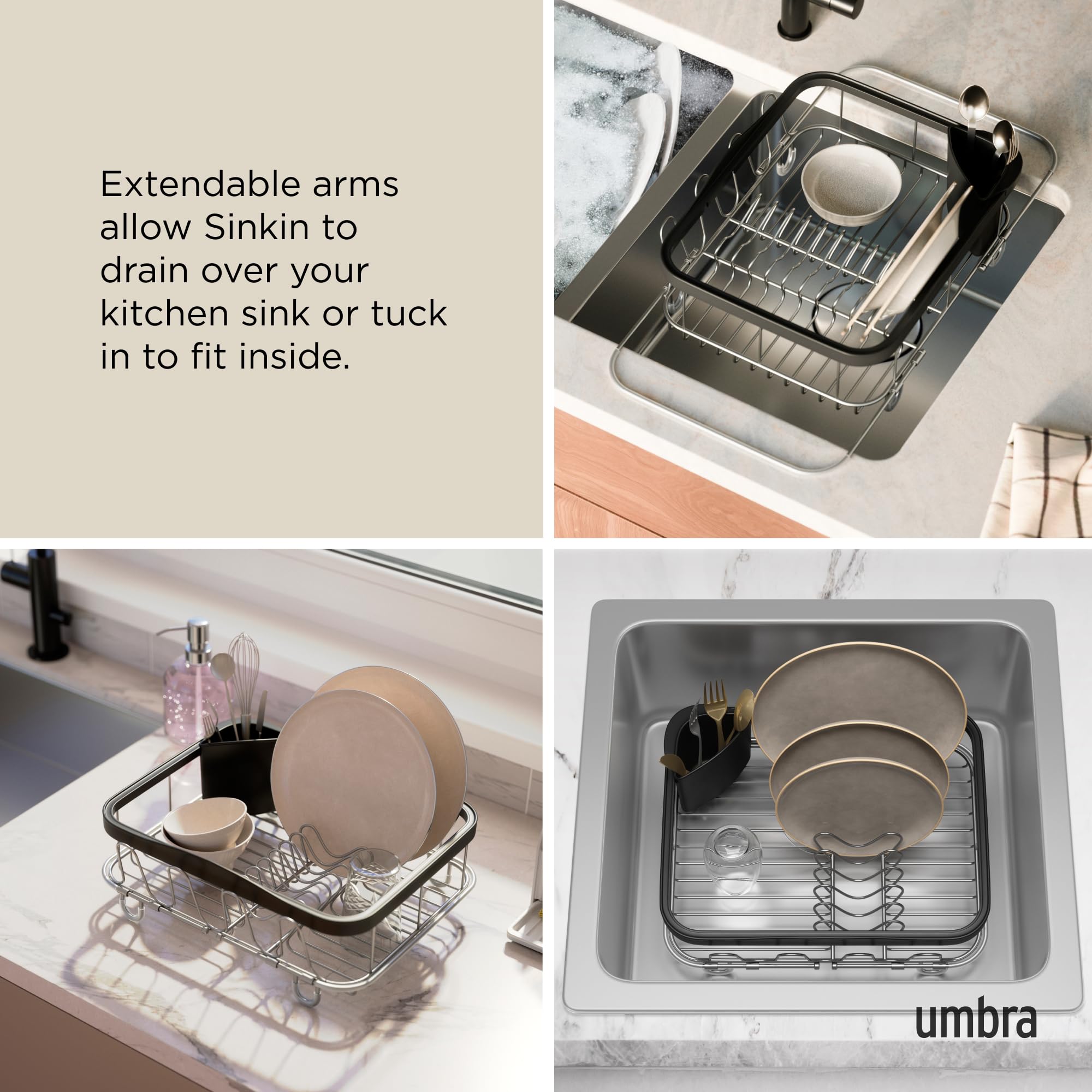 Umbra Sinkin Multi-Use, patas antideslizantes protegen la superficie del fregadero