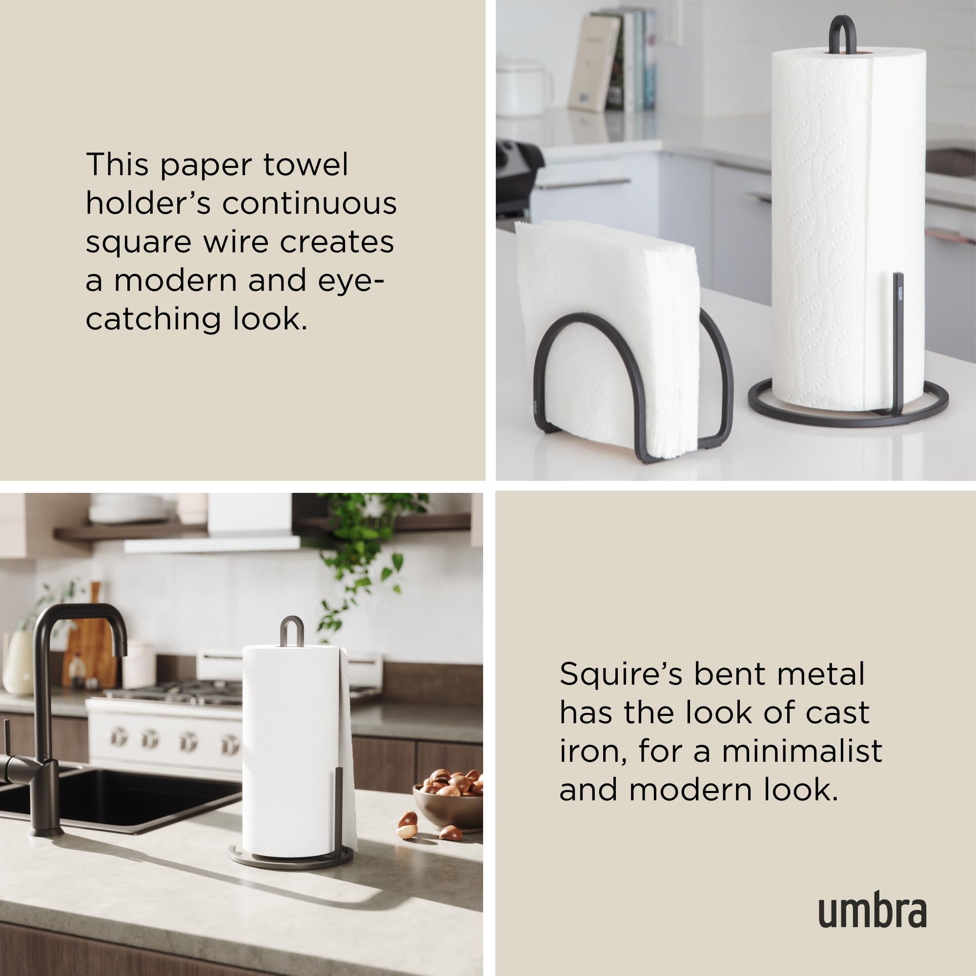 Umbra Squire asa superior para trasladar fácilmente el porta-papel.