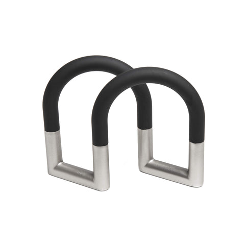 Umbra Swivel porta-servilletas ajustable en negro níquel para mesas limpias.