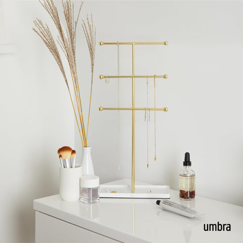 Umbra Trigem base doble como bandeja para pendientes y anillos