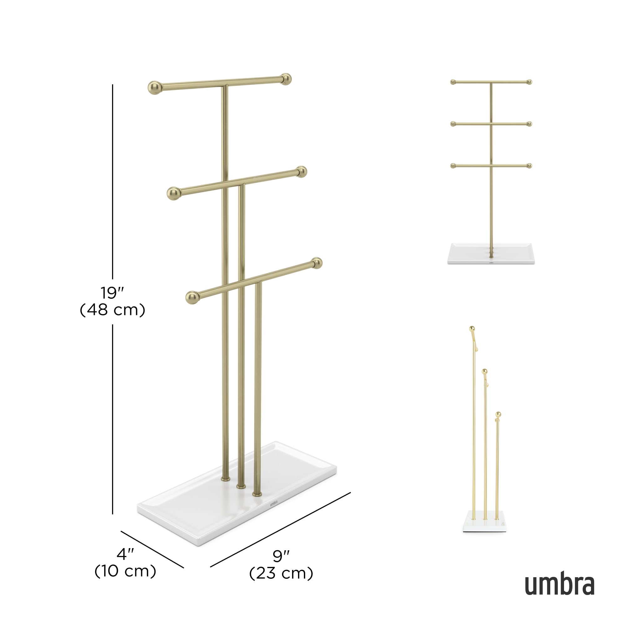 Umbra Trigem diseño moderno blanco y dorado para decoración actual