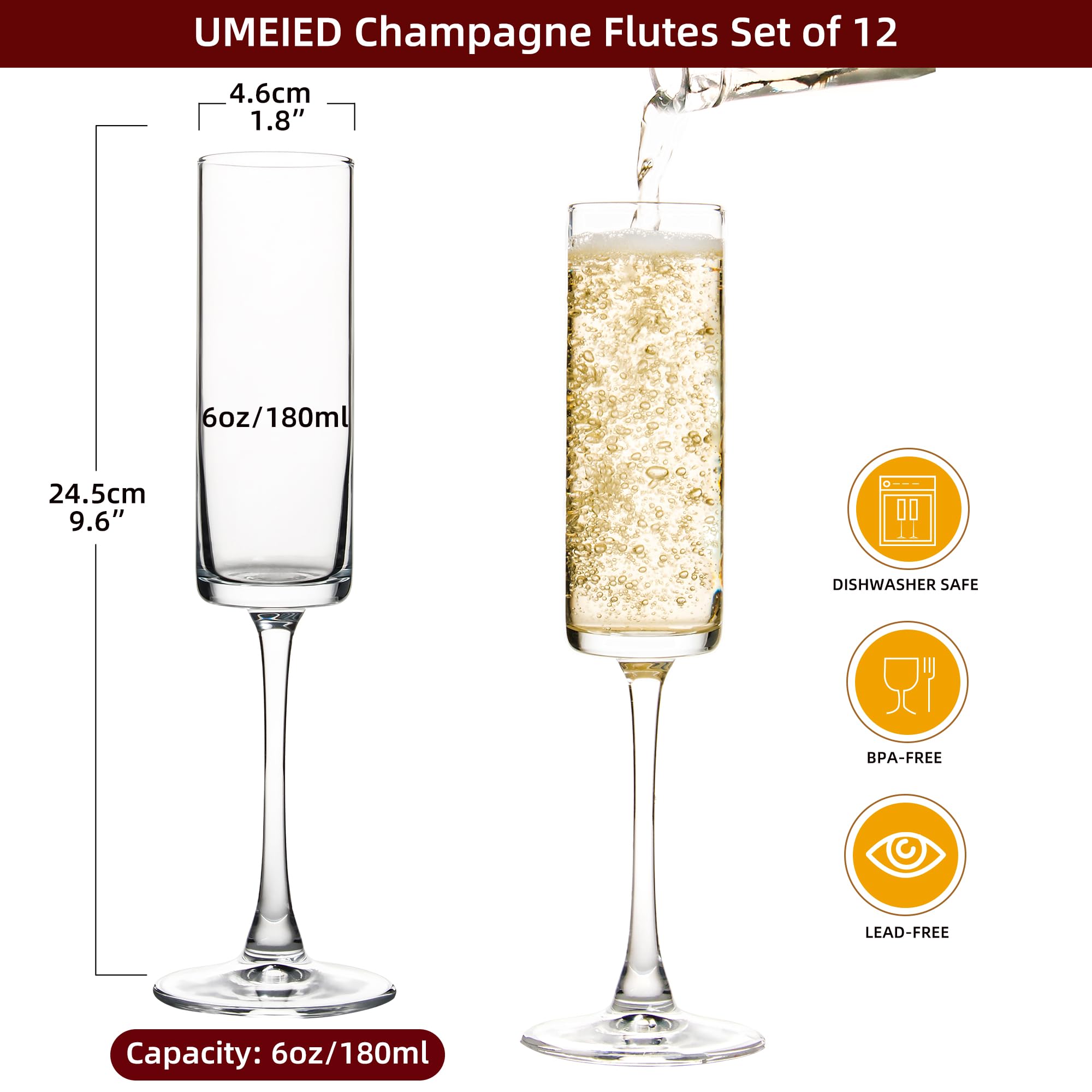 Copa de champagne de tallo largo UMEIED Edge, diseño elegante para brindis.