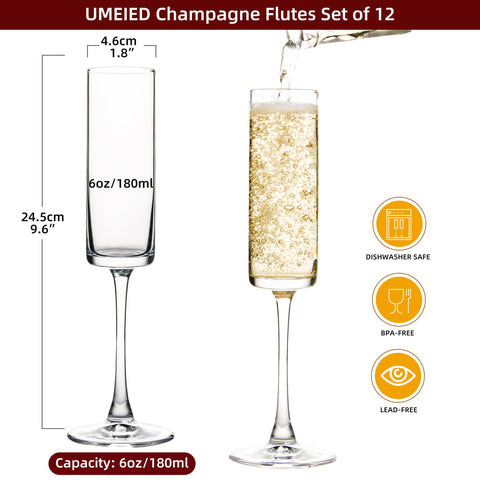 Copa de champagne de tallo largo UMEIED Edge, diseño elegante para brindis.