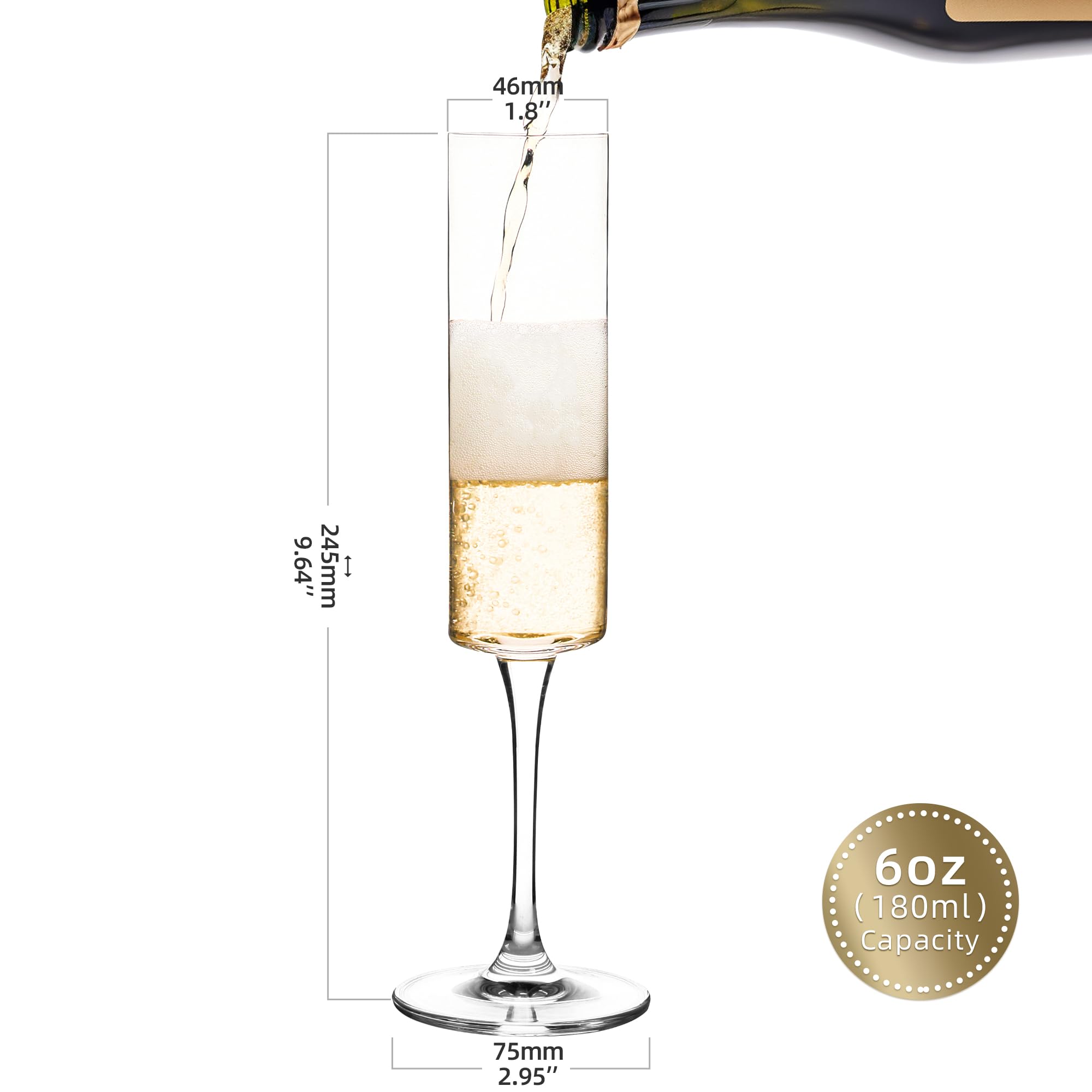 UMEIED copa champán 6oz cristal claro realza el espumoso.