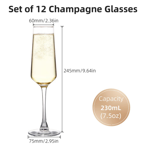 Copas de champán UMEIED con cristal claro, ideal para apreciar burbujas y colores.