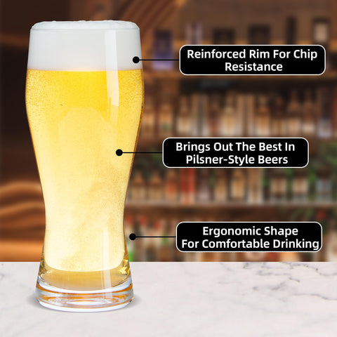 Vaso pilsner UMEIED con diseño alto y delgado para aromas intensos.