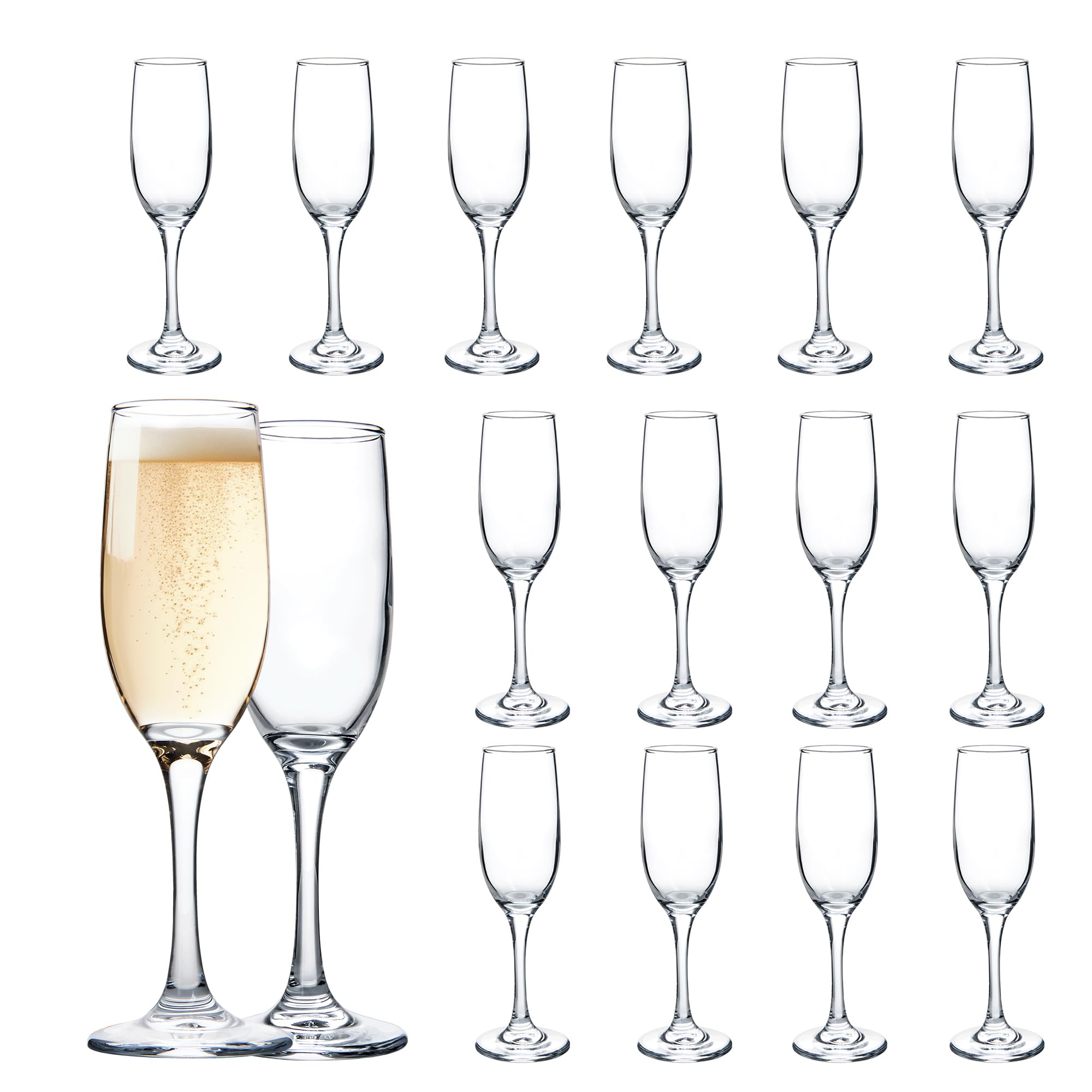 UMEIED set de 16 copas champán, forma clásica, brindis elegante.
