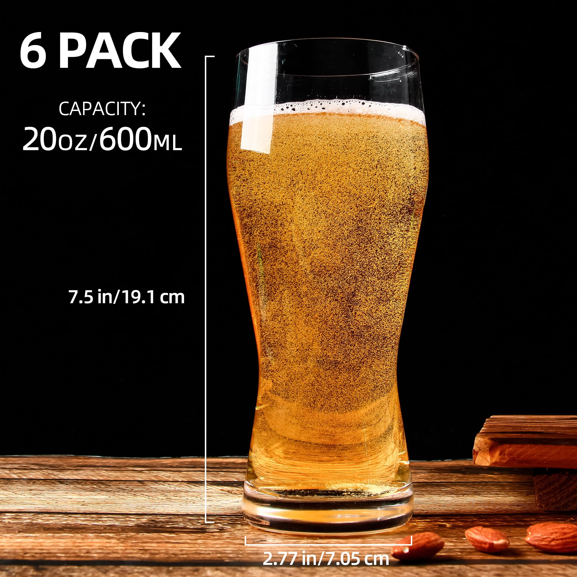 UMEIED vaso pilsner de alta capacidad realza color y burbujeo de la bebida.