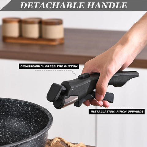 Sartenes UMETRE apilables con mango desmontable para ahorro de espacio