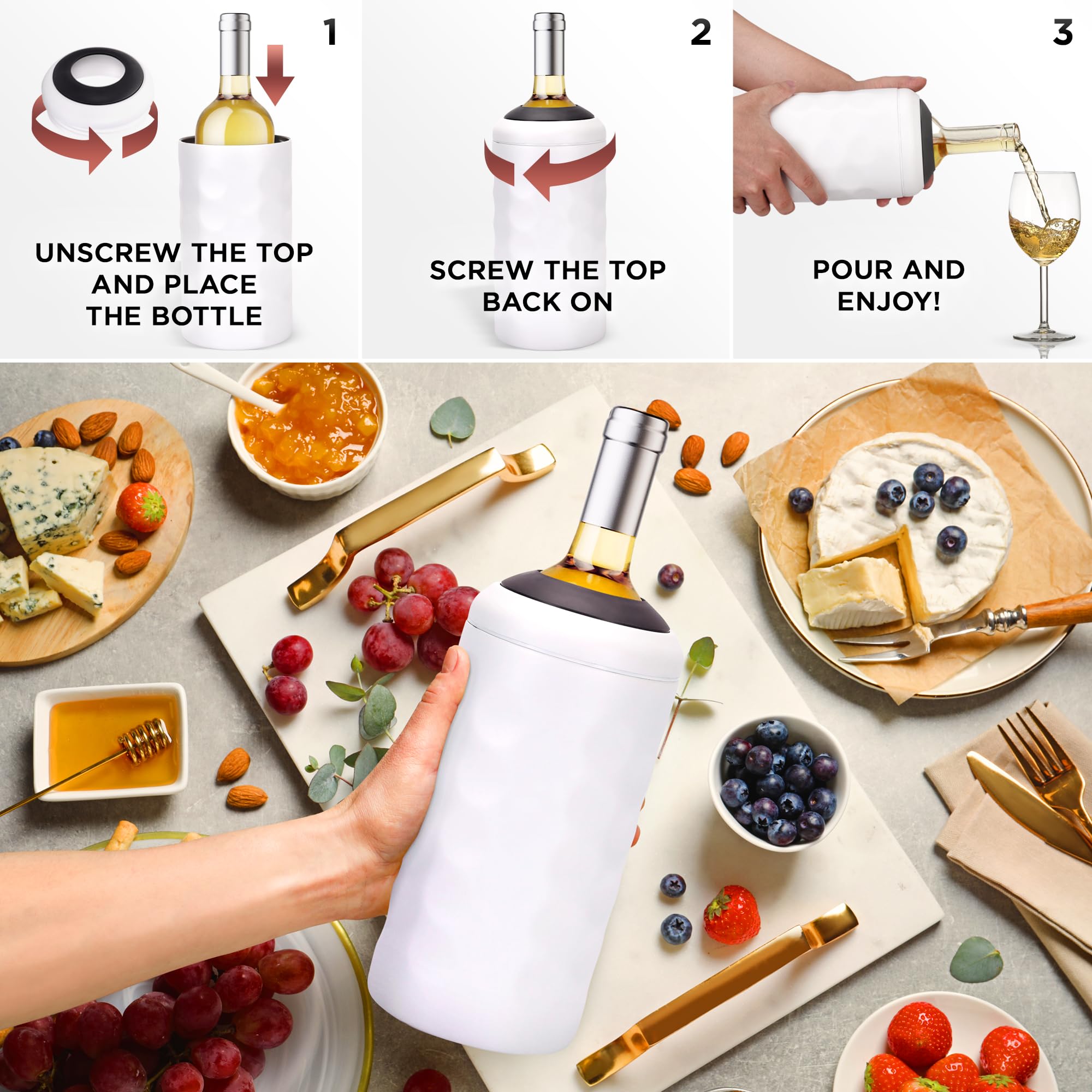 UMIEN Enfriador para champagne, se ajusta a botellas grandes y frías.