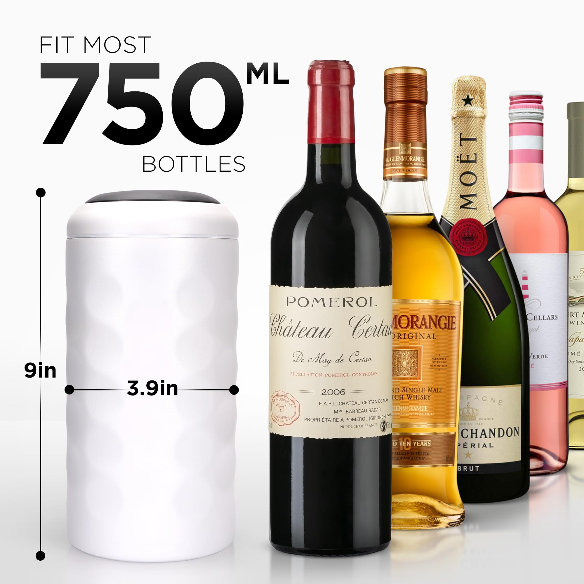 UMIEN Enfriador 750 ml en acero inoxidable, ideal para botellas estándar.