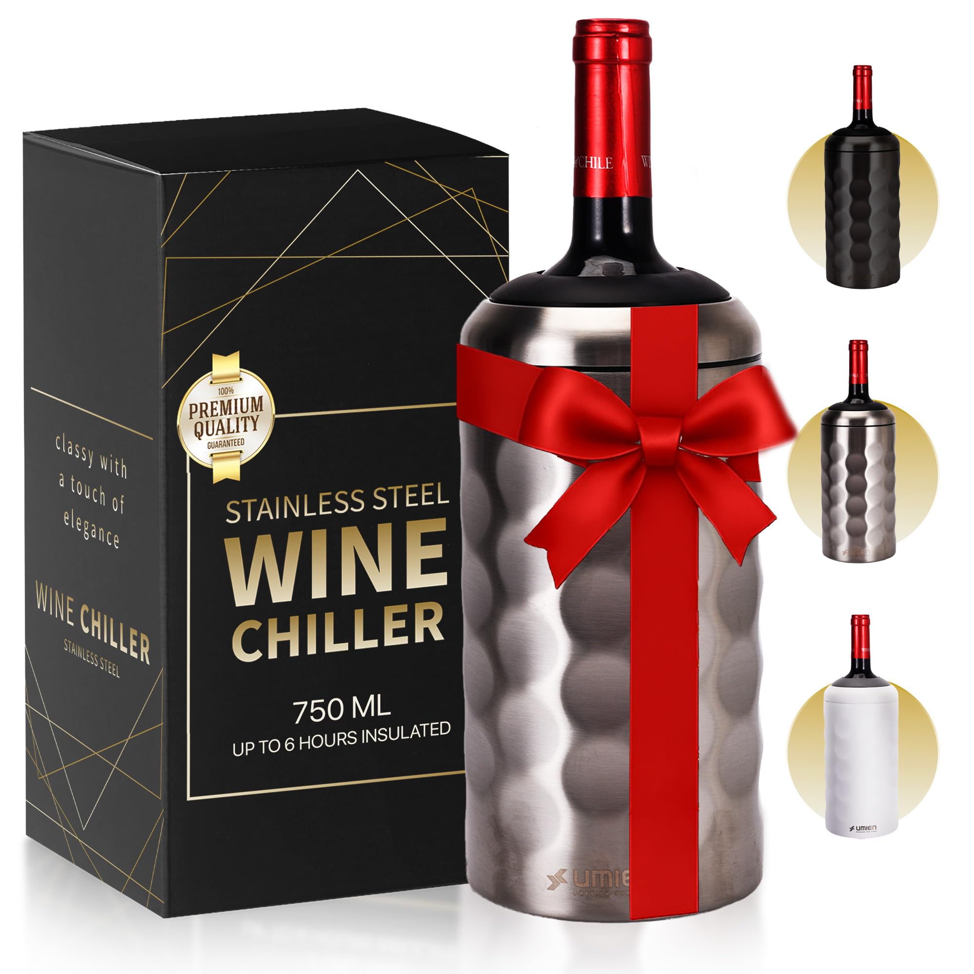 UMIEN enfriador de vino de acero inoxidable con doble pared mantiene frío