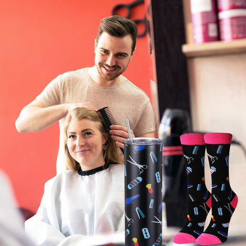 Umigy calcetines barbero impresión detalle, tejido transpirable para jornadas largas.