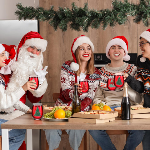 Umigy conjunto de 6 copas de vino sin tallo, diseño temático de árbol, ideal como regalo