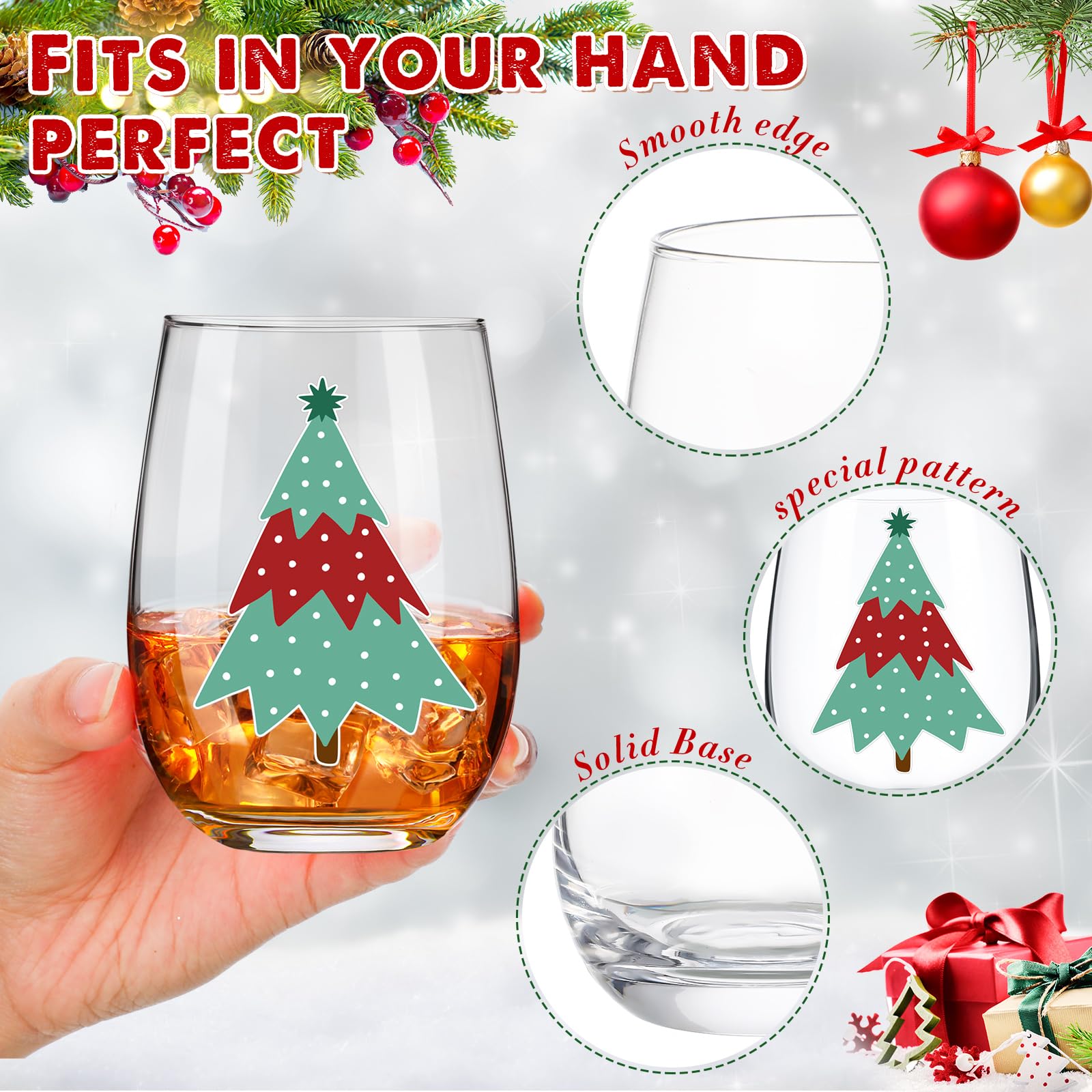 Umigy copas navideñas sin tallo, color verde y rojo, para brindar durante fiestas