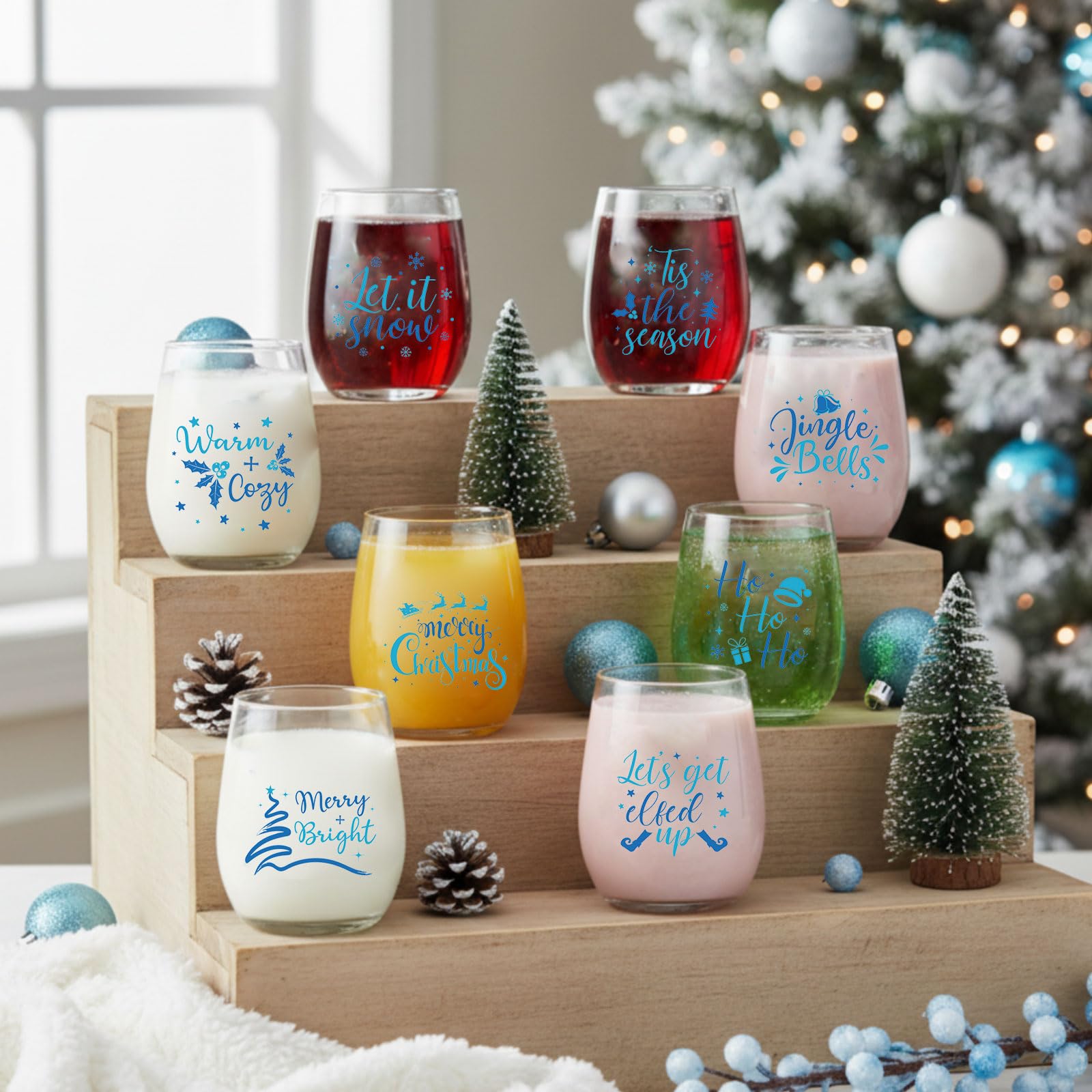 Umigy copa de vino con diseño navideño, opción de regalo o para reuniones.
