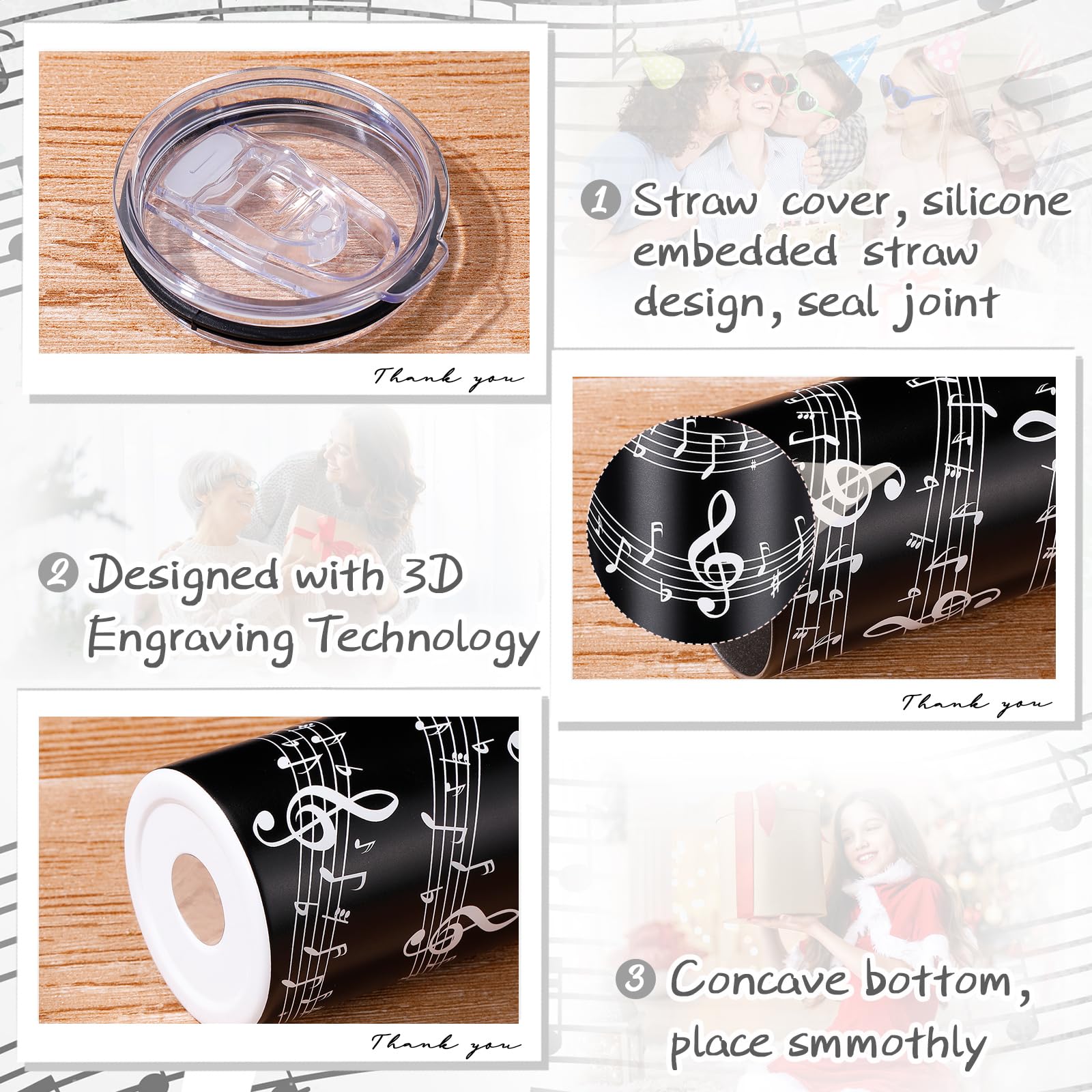 Conjunto regalo Umigy: vaso y calcetines con notas musicales