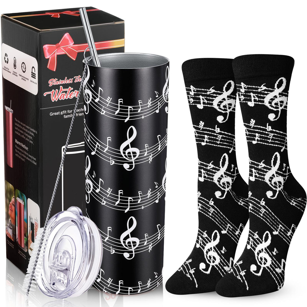 Vaso térmico Umigy con notas musicales de 20 onzas, ideal para viaje