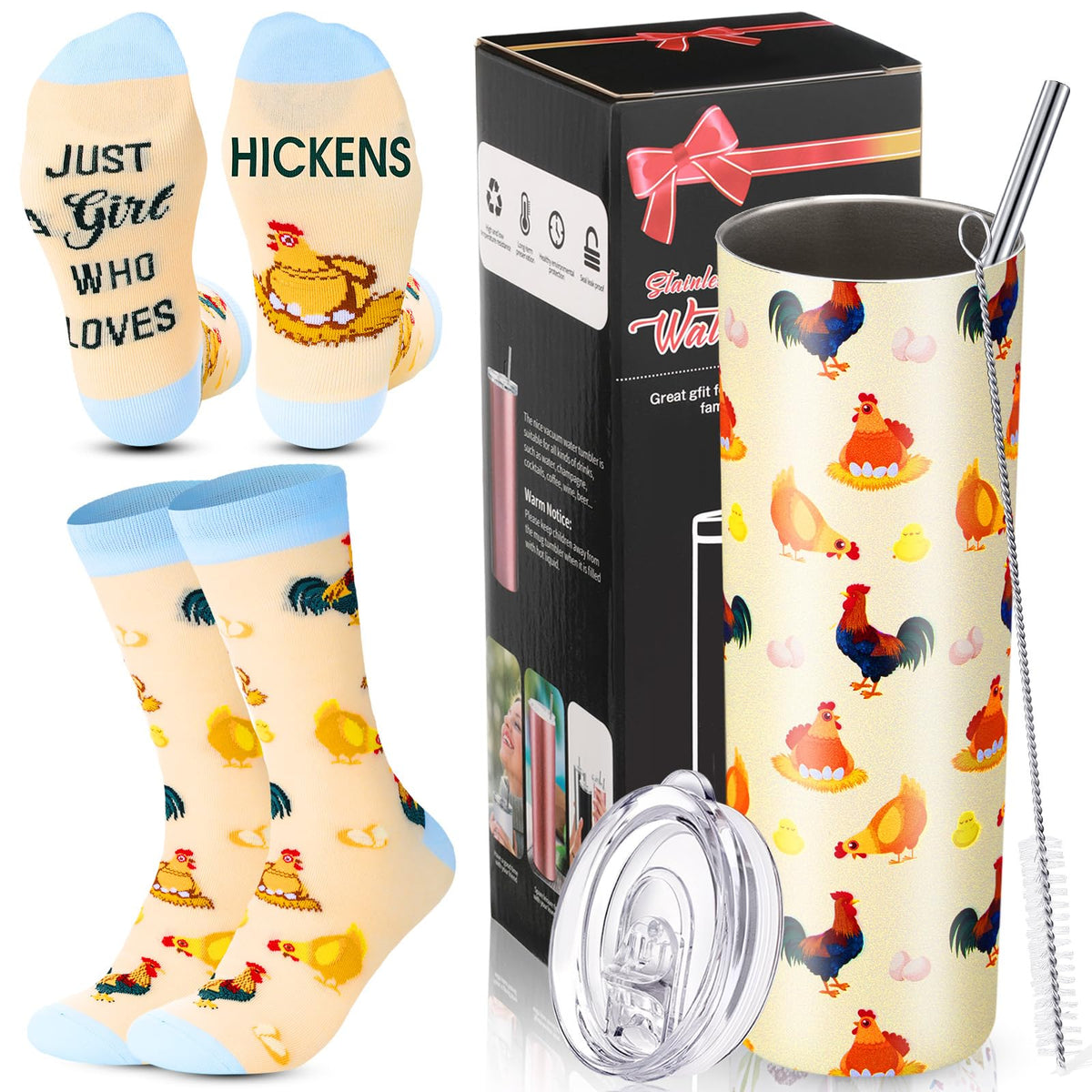 Vaso térmico Umigy con diseño de pollo, ideal para bebidas frías o calientes
