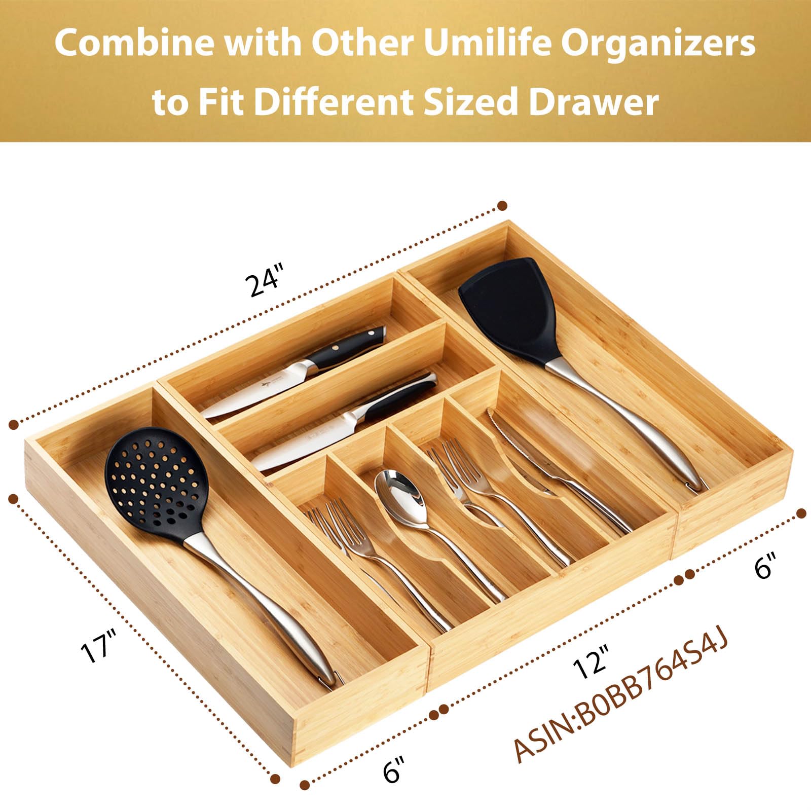 Umilife caja de bambú elegante, protege superficies y organiza artículos diarios.