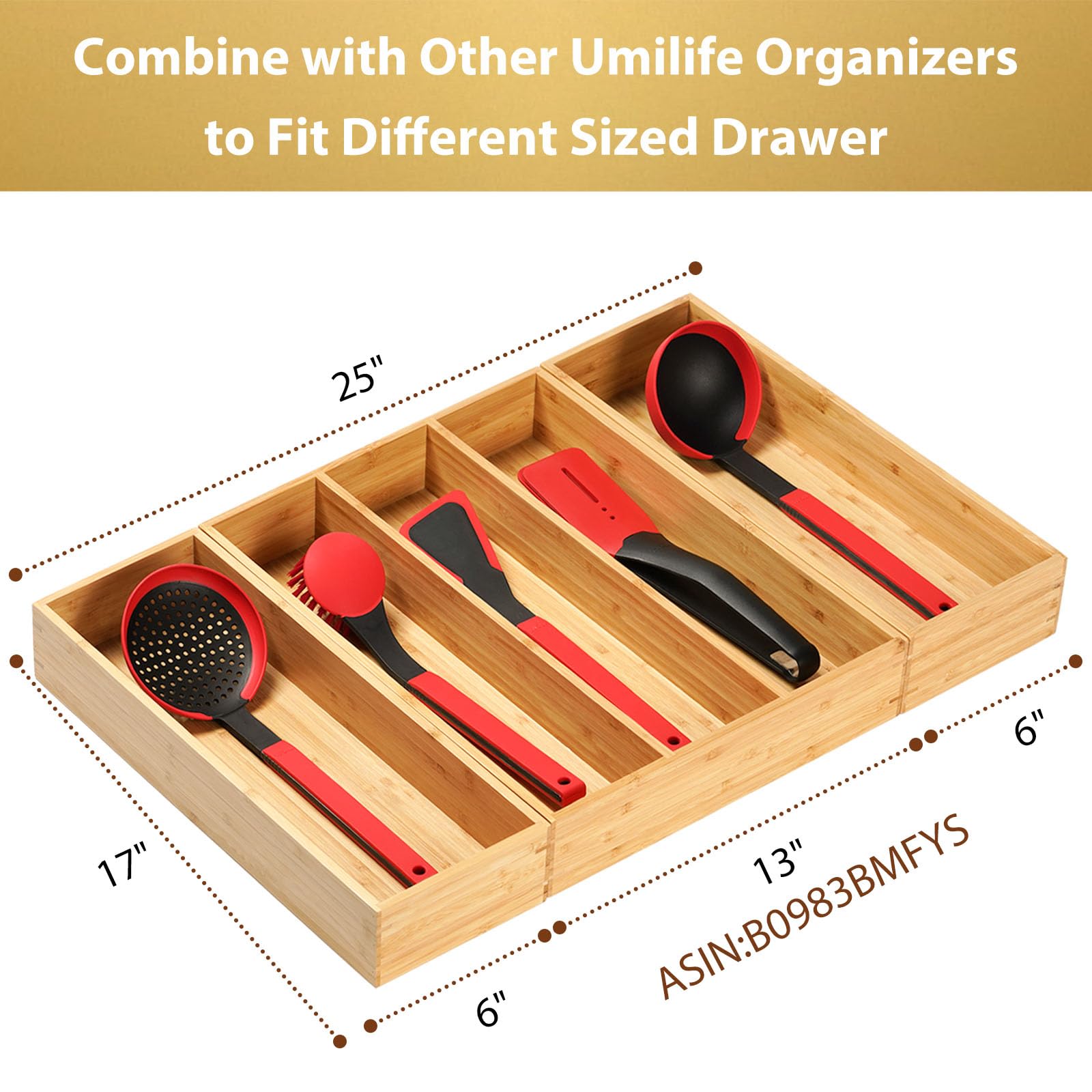 Umilife organizador de bambú para baño, mantiene botellas y productos de aseo separados.