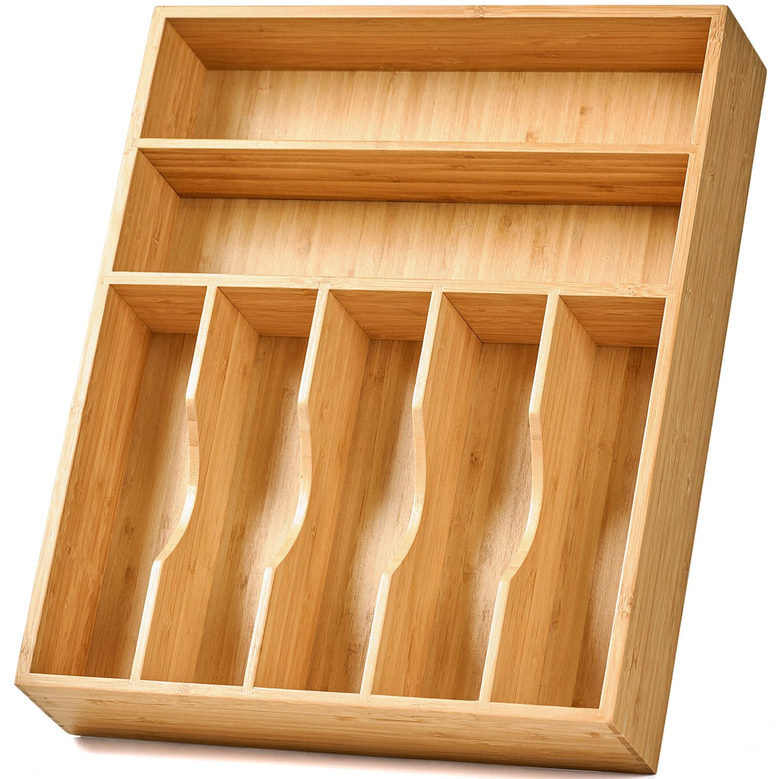 Umilife organizador de cajón de bambú 17x13 para utensilios, ahorro de espacio.
