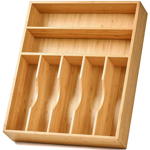 Umilife organizador de cajón de bambú 17x13 para utensilios, ahorro de espacio.