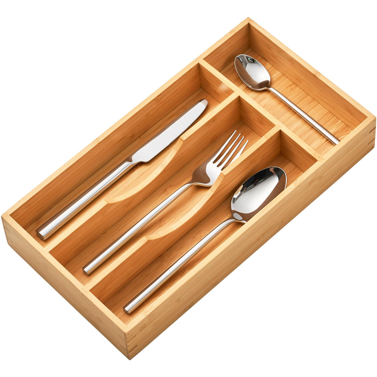 Umilife organizador de cajón de bambú de 7 pulgadas para cubiertos, orden y acceso fácil.