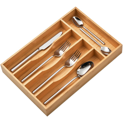 Umilife organizador de cajón en bambú, ideal para ordenar cubiertos en cajones pequeños.