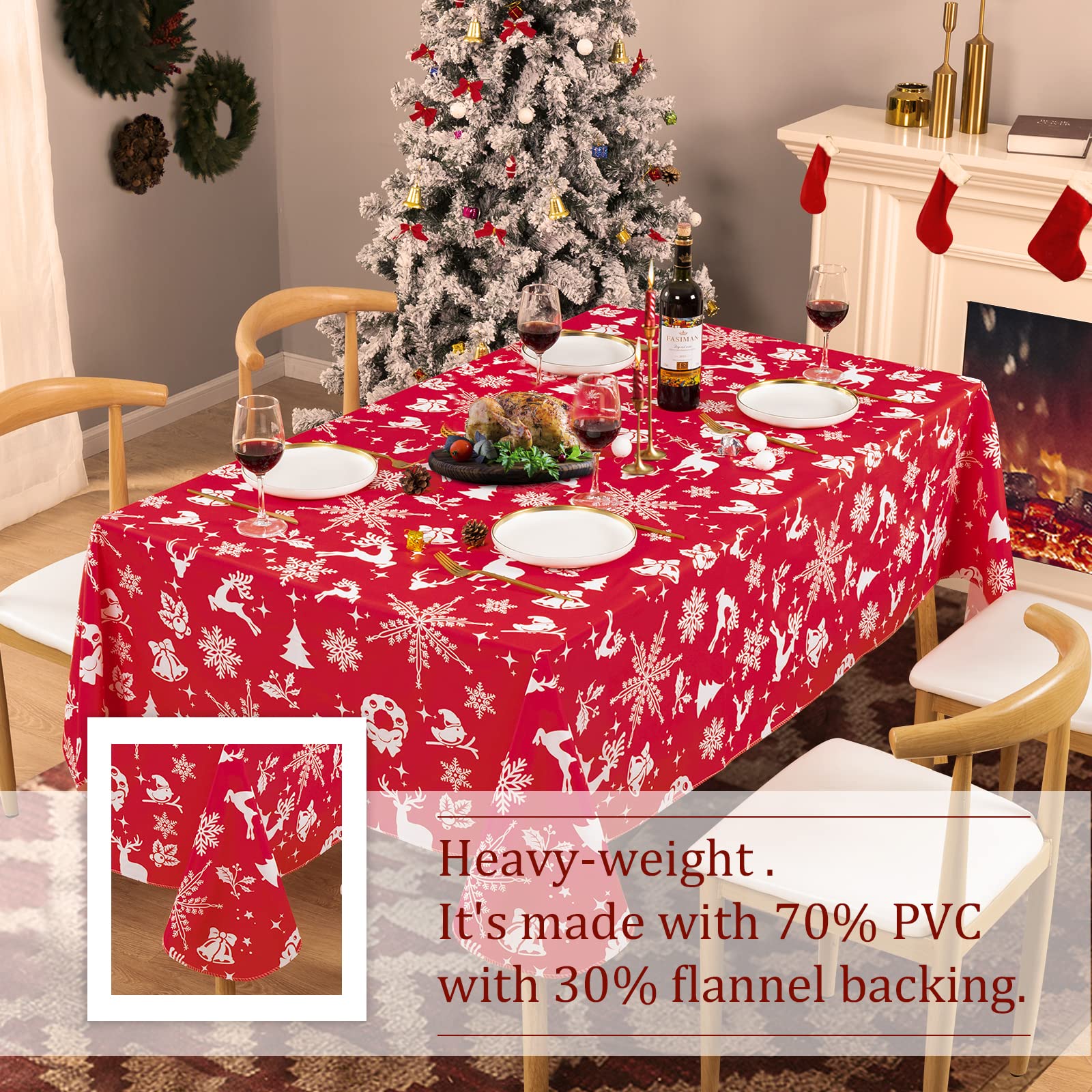 Mantel para fiestas navideñas UMINEUX protege la mesa durante banquetes