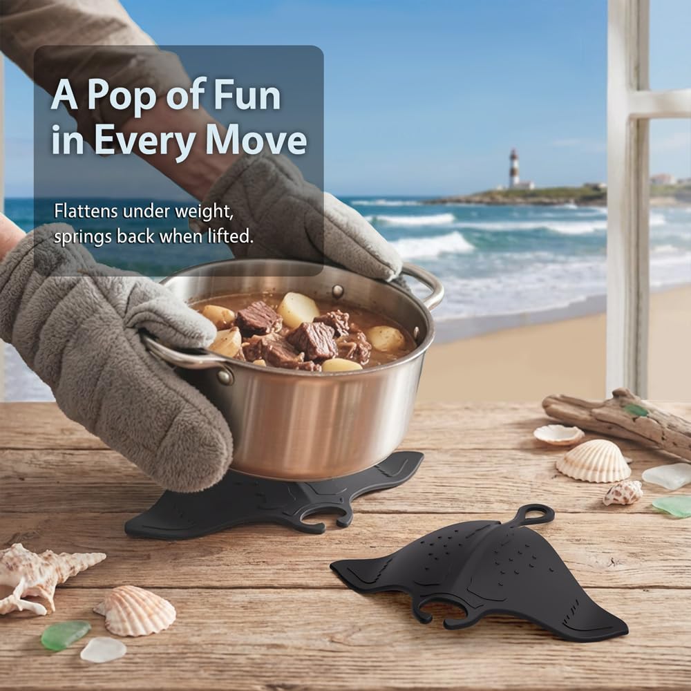 Umirro trivet silicona diseño manta ray flexible para uso diario.