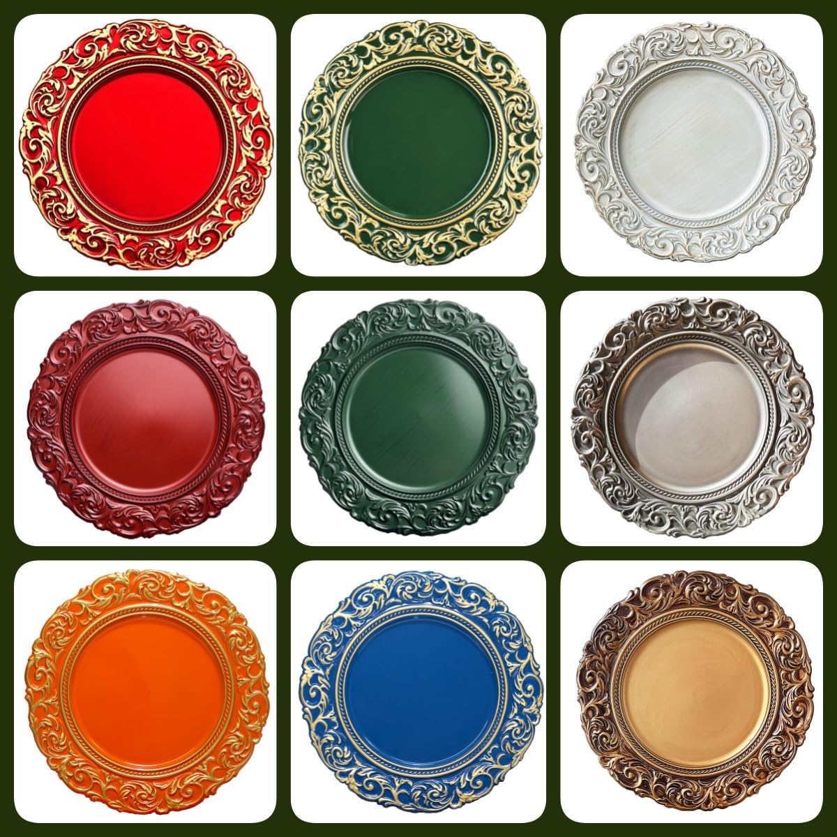 Conjunto de 6 cargadores para cenas y banquetes.