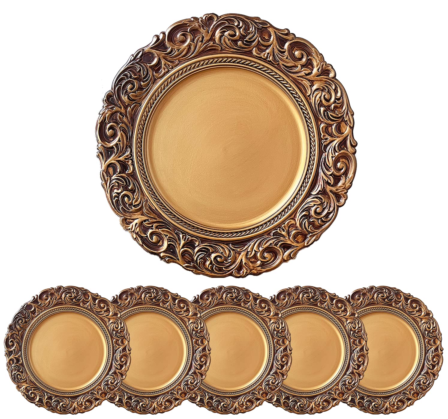 Plato cargador con relieve y bordes para mesa elegante, Umisriro.