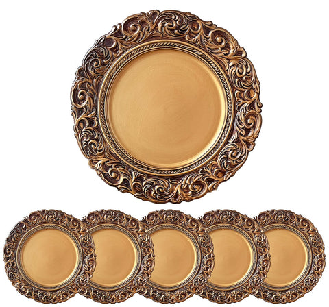 Plato cargador con relieve y bordes para mesa elegante, Umisriro.