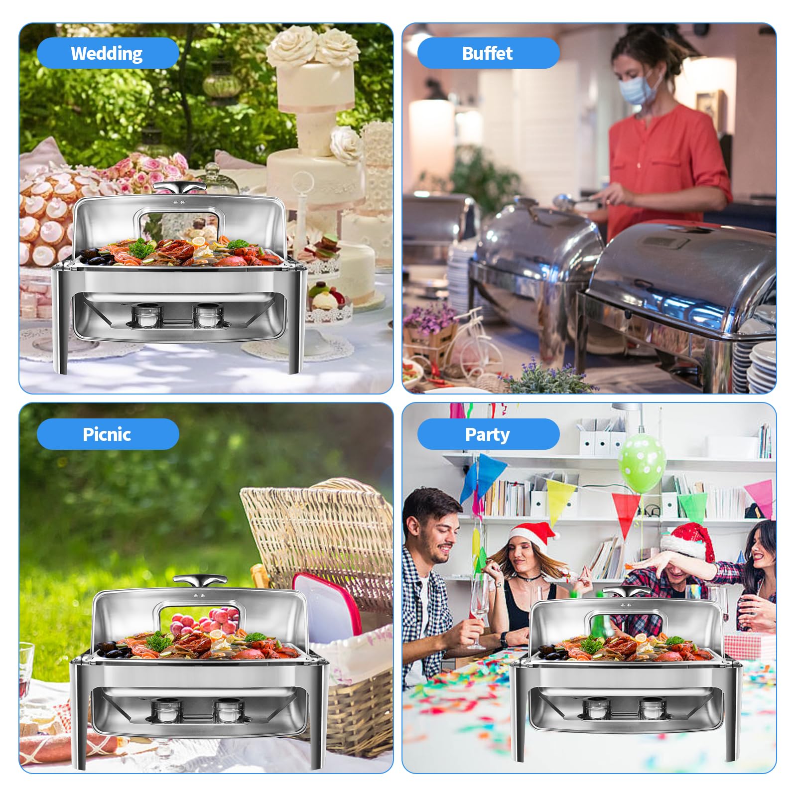 Umisu fuente de buffet con tanque de agua para conservar la temperatura