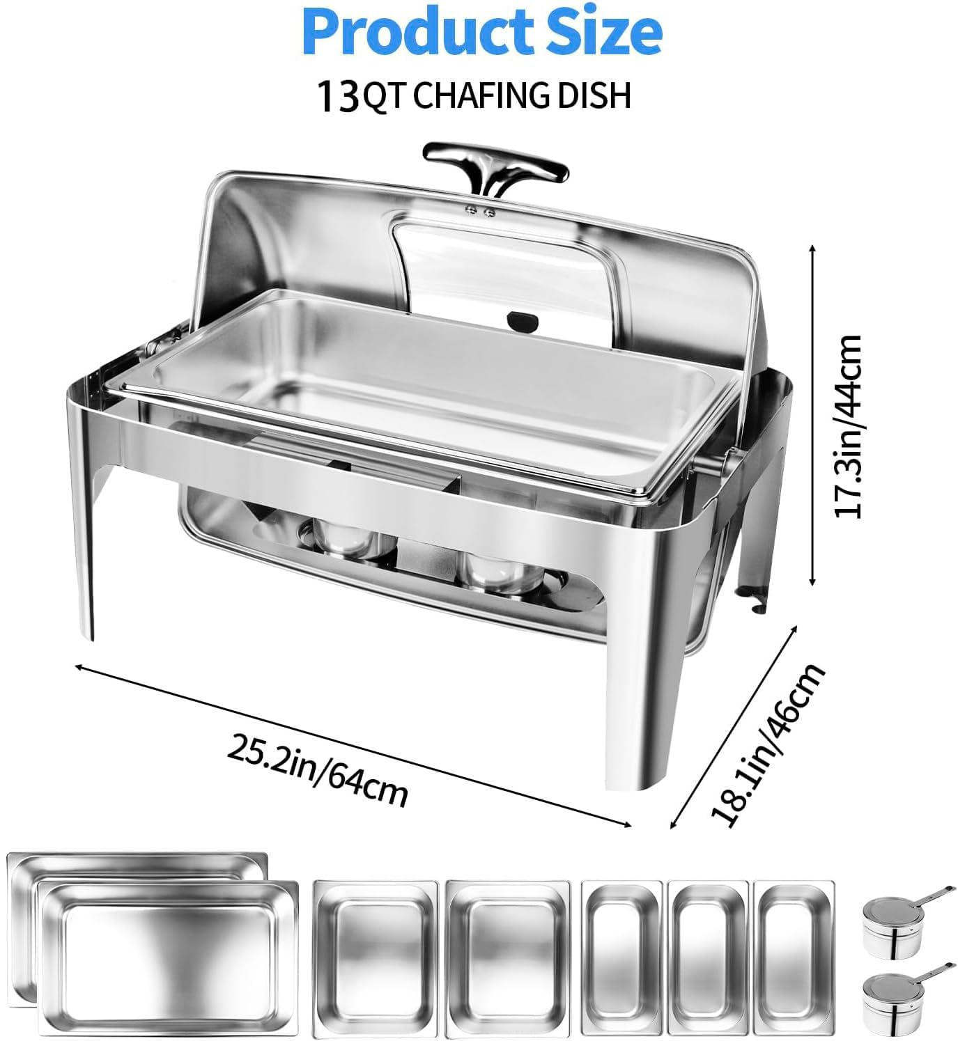 Umisu fuente de buffet con ventana de visualización para ver los alimentos sin destapar