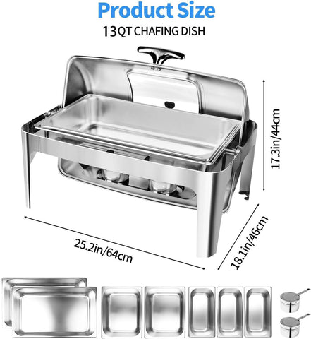 Umisu fuente de buffet con ventana de visualización para ver los alimentos sin destapar