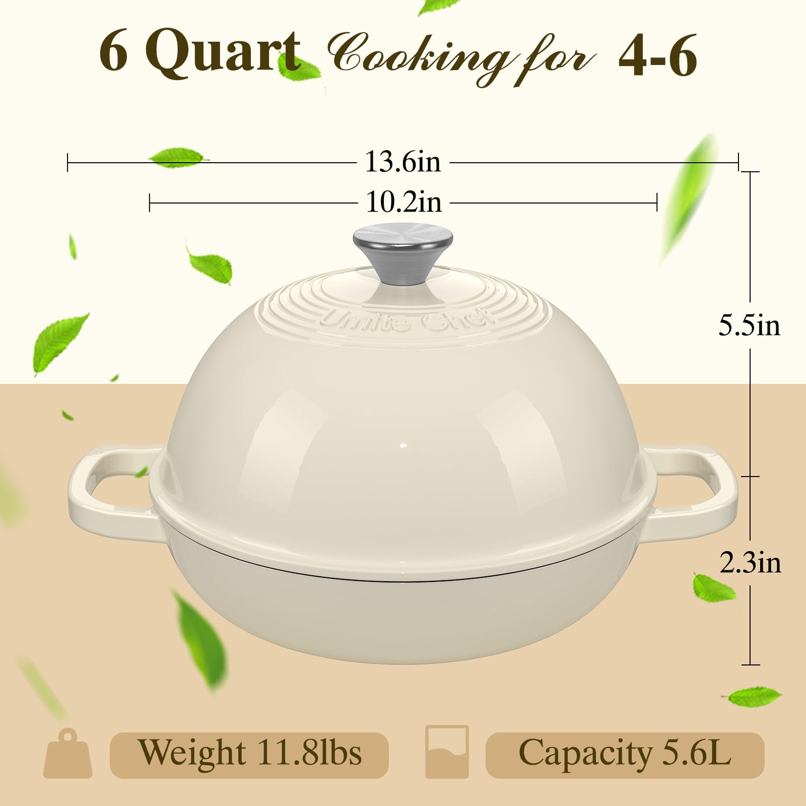 Diseño elegante de la olla Umite Chef para servir en mesa con estilo.