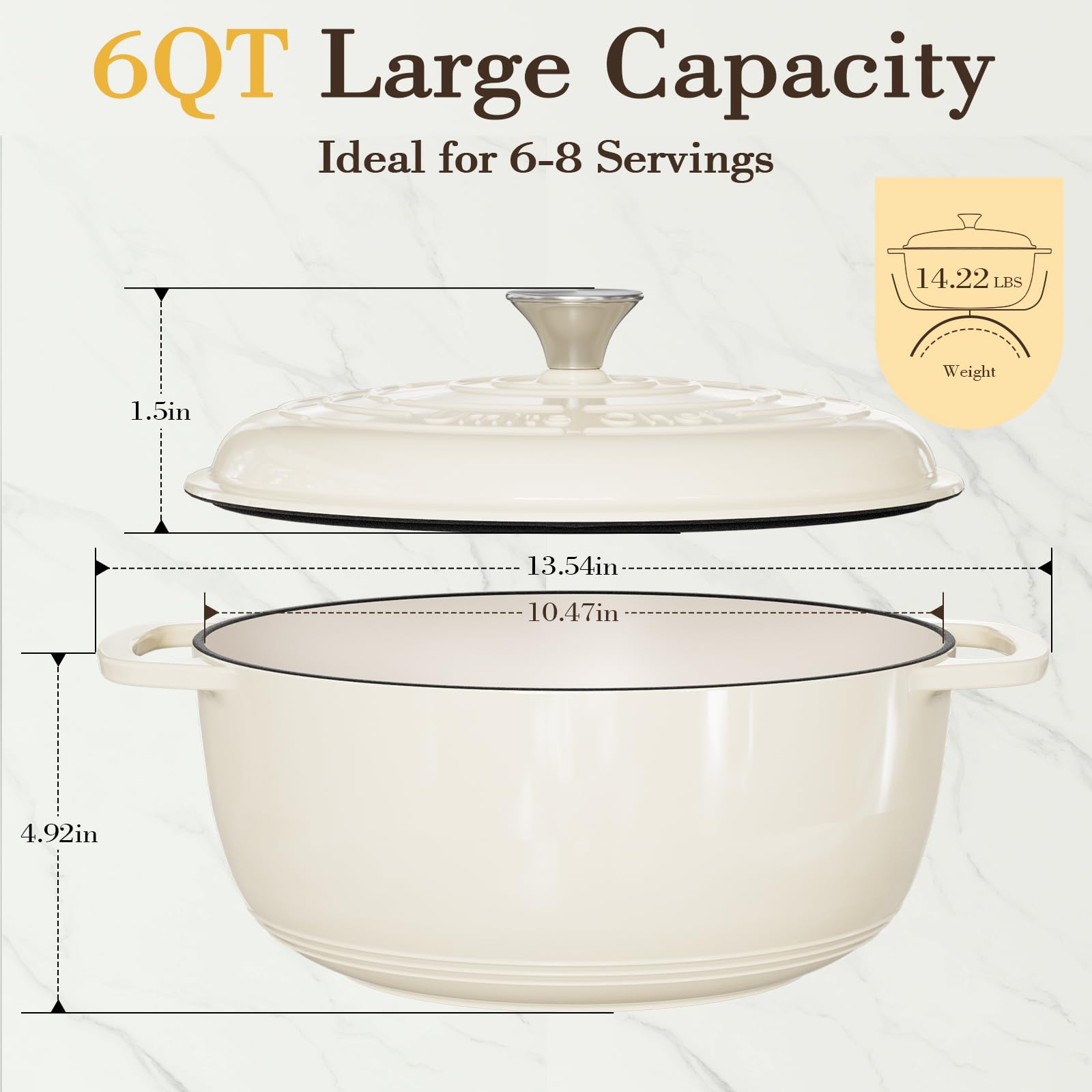 Umite Chef 6QT apta para horno y estufa, ideal para guisos y pan artesanal