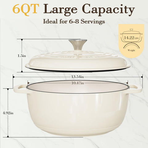 Umite Chef 6QT apta para horno y estufa, ideal para guisos y pan artesanal