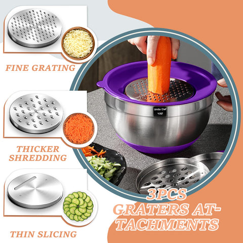Umite Chef accesorios ralladores para cortar y rallar directamente en los cuencos.