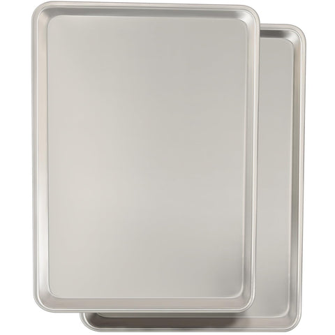 Bandeja Umite Chef de aluminio natural 18x13 con antideformación para hornear de forma uniforme.