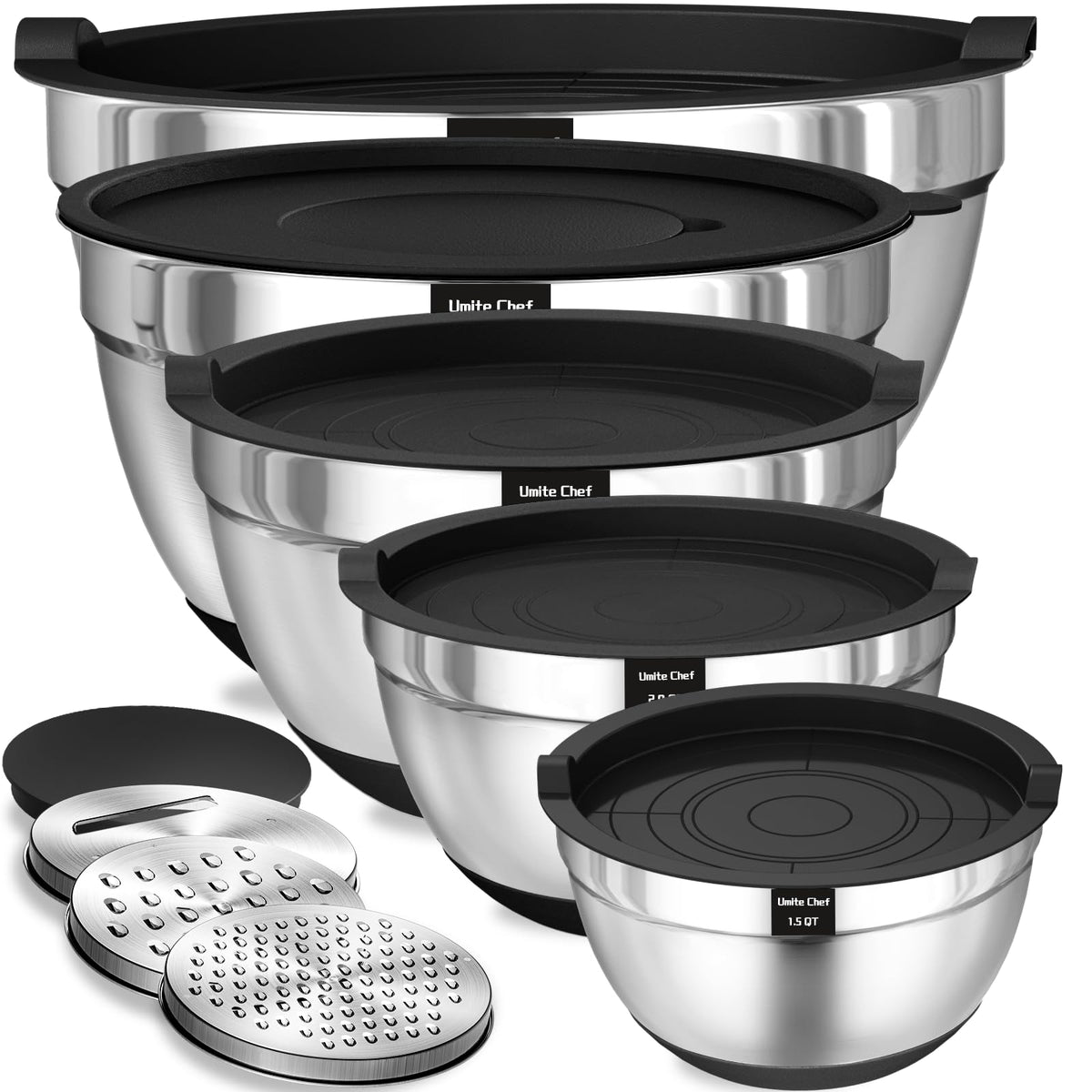 Umite Chef: cuencos de acero inoxidable con tapas herméticas para conservar ingredientes frescos.