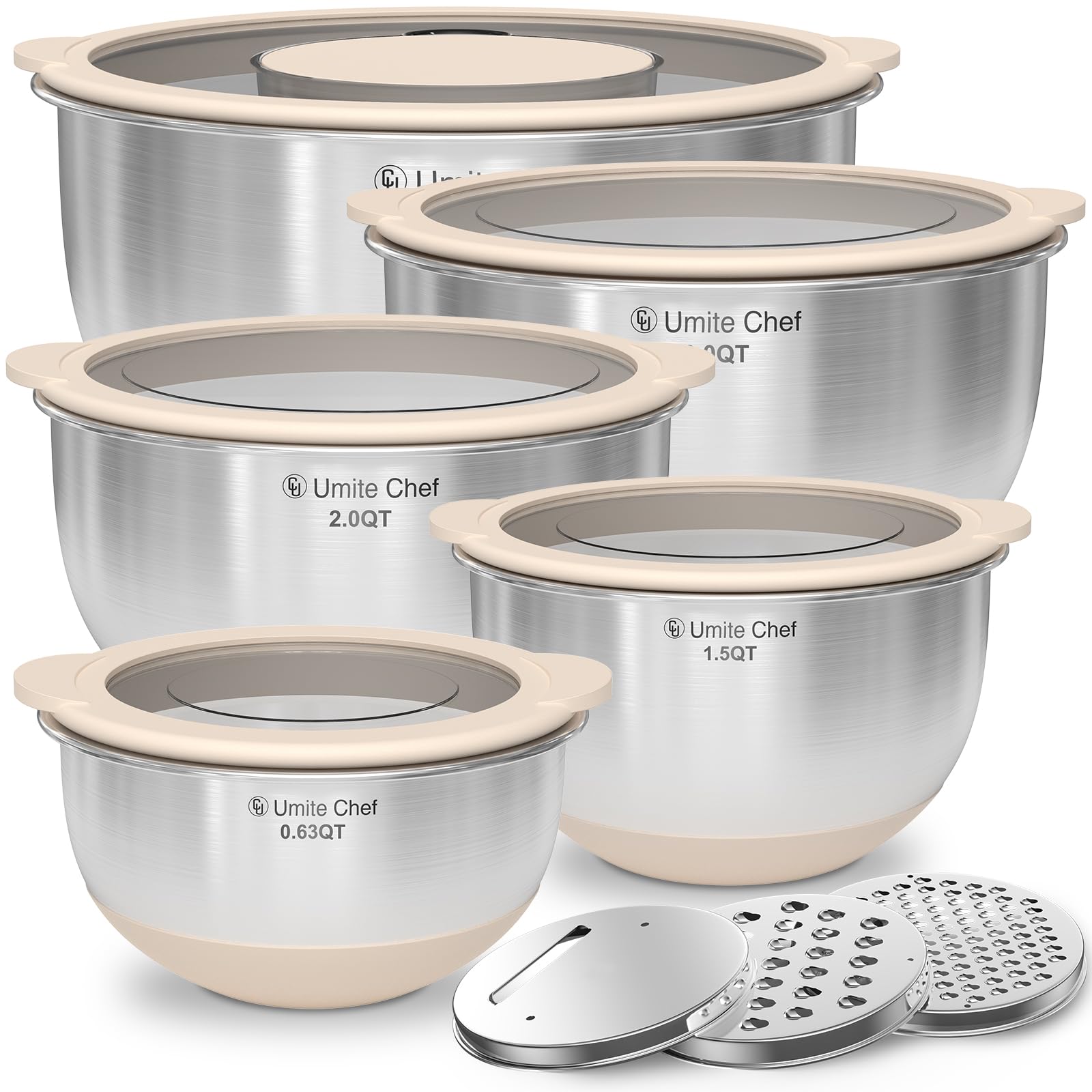 Umite Chef: conjunto de tazones con tapas para almacenamiento sin fugas.