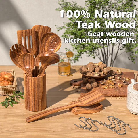 Umite Chef cuchara-coladora de teca natural, ideal para escurrir sin goteos.