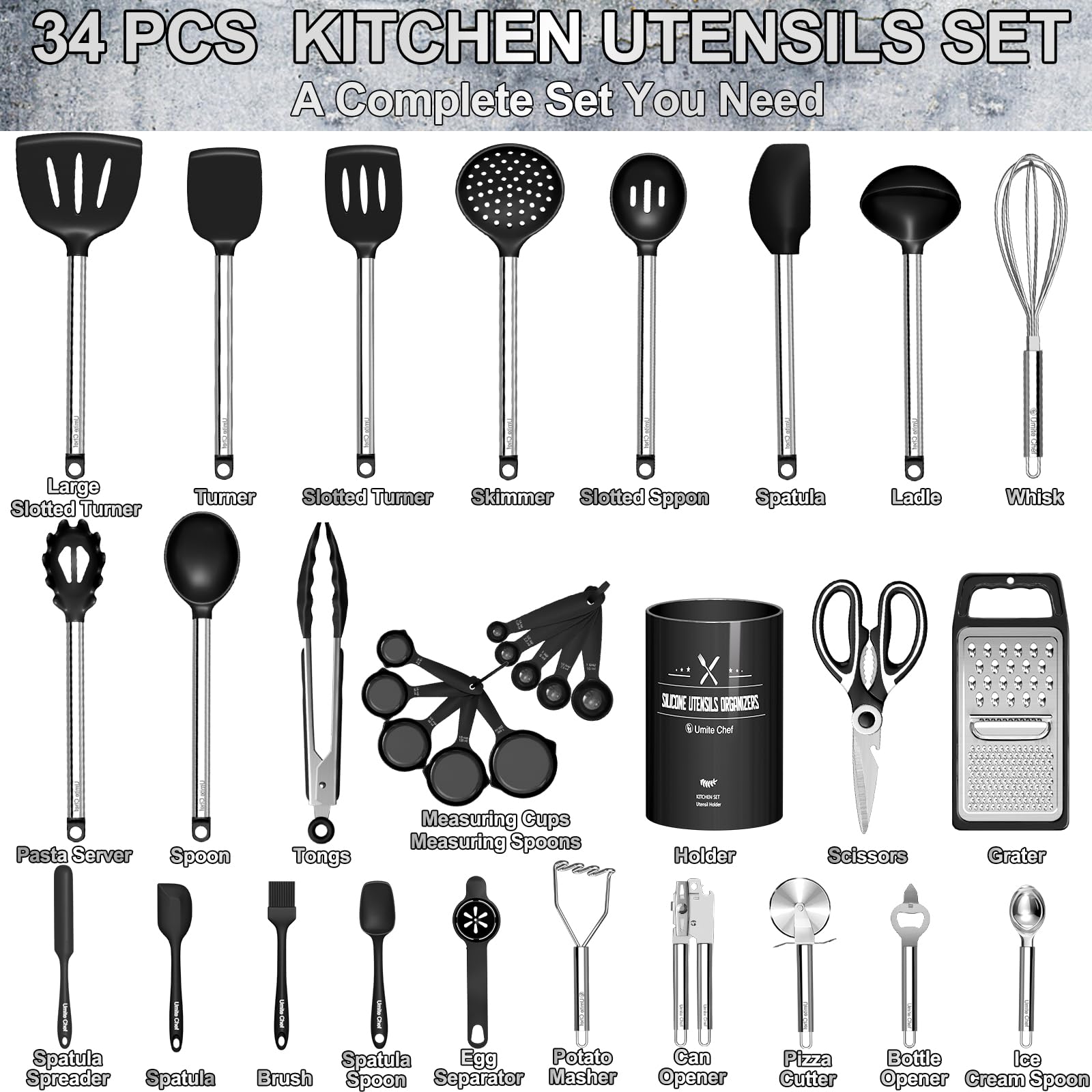 Umite Chef cuchara de silicona para cocinar sin rayar ollas antiadherentes.