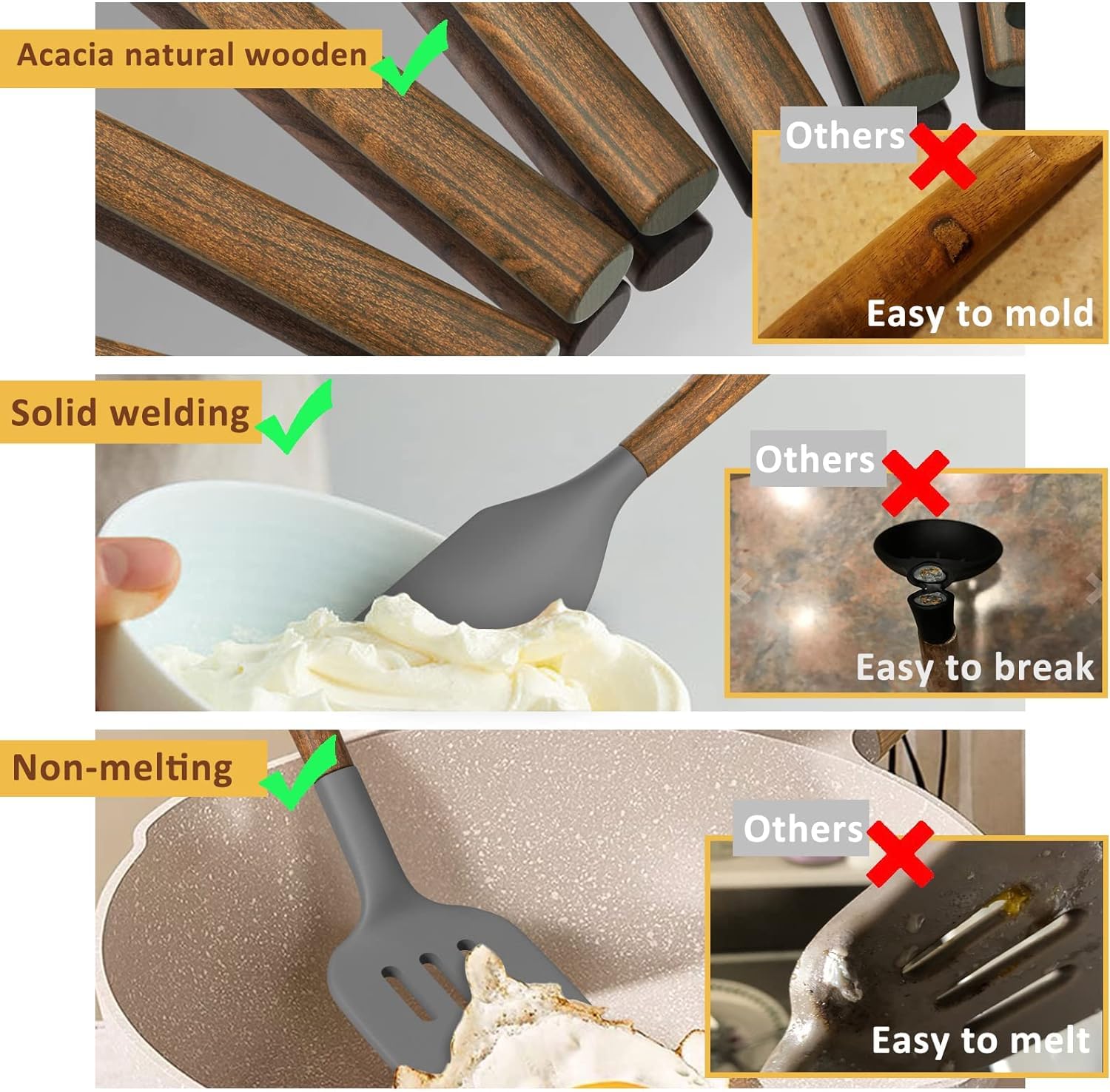 Umite Chef Espátula angular silicona para acceso preciso en bordes de sartenes.