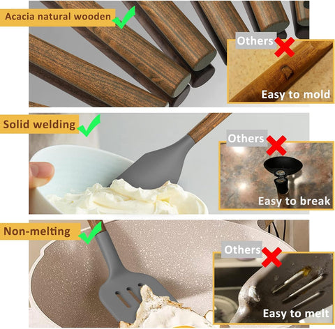 Umite Chef Espátula angular silicona para acceso preciso en bordes de sartenes.